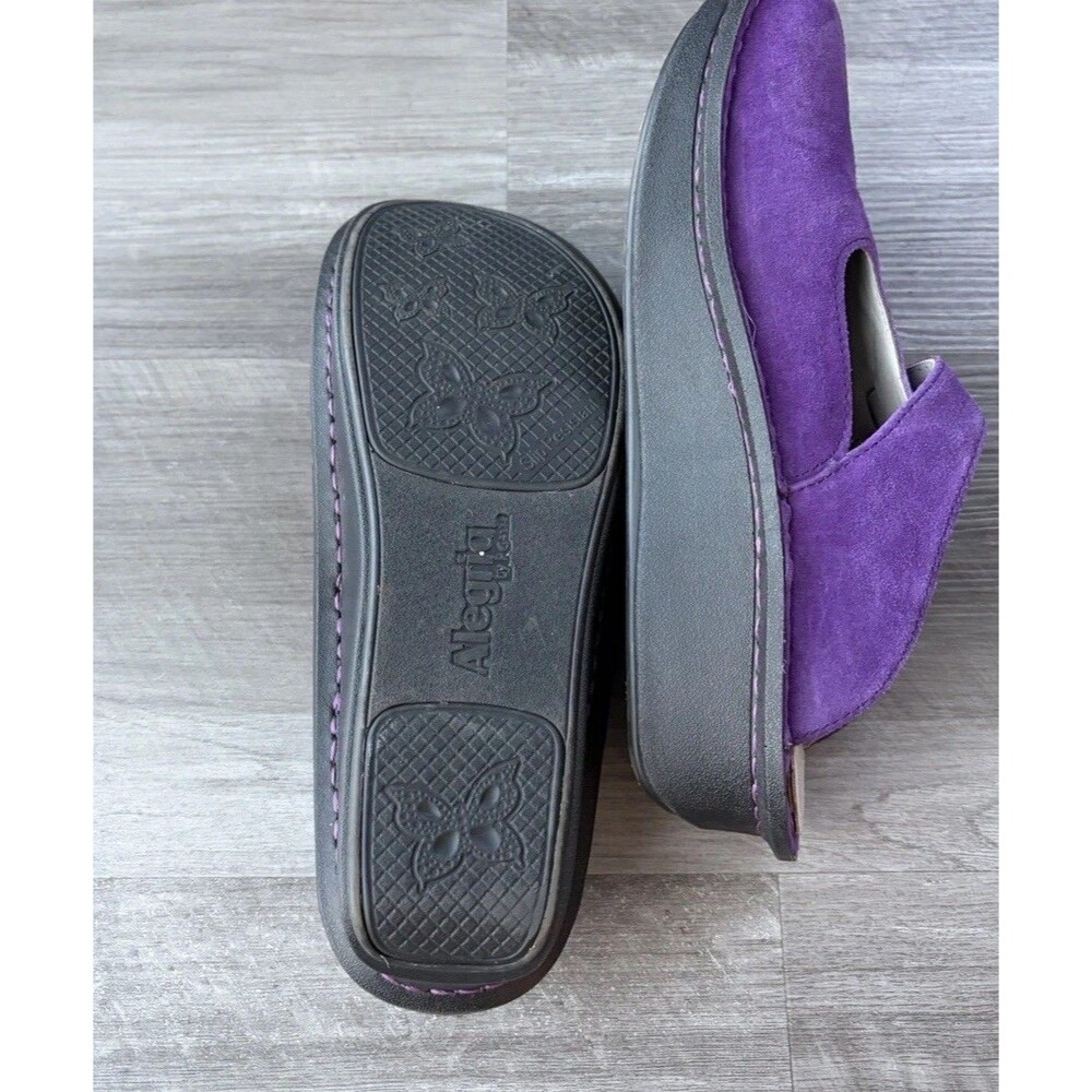 Alegria Classic Clog Deep Amethyst Purple Suede Shoes Size 38 Comfort Slip On 8 - Picture 8 of 9